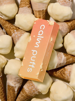 Box of Calm Puffs Vanilla Ice Cream Didduser surrounded by ice cream cones