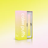 Calm Puffs Strawberry Banana Chill diffuser with Vitamin B12 in pastel yellow and pink packaging.
