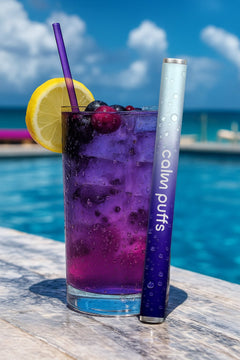 Calm Puffs Velvet Grape ashwagandha diffuser device for stress support, plant-based, 500